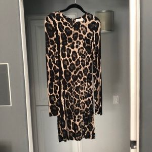 Animal print above the knee fitted jersey dress